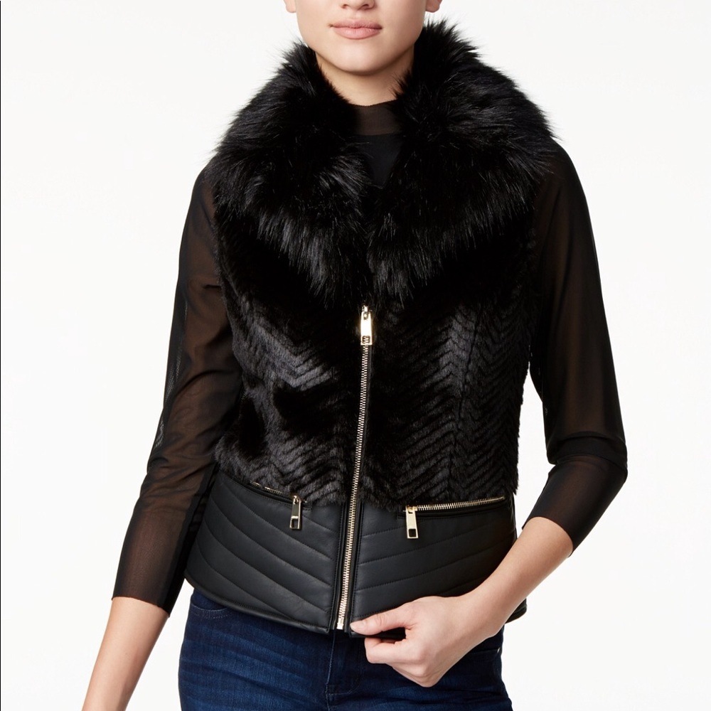 Piper Faux Fur Vest- Guess